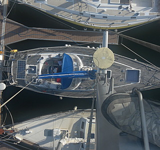 Selfie à la pomme du grand mat (avec le harnais!)